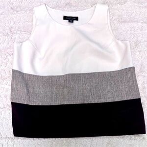 Perceptions Sleeveless Colorblock Tank in White, Gray & Black 10 p